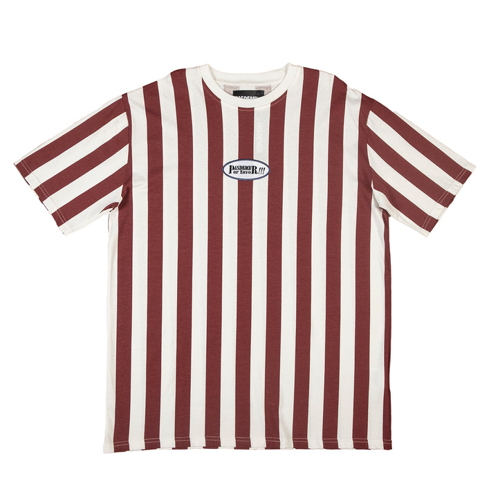 Pas De Mer : Por Favor T-Shirt (Natural/Burgundy Stripes)
