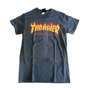 Thrasher: Flame Tee (Dark Heather)