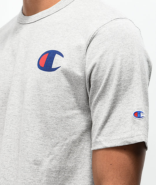 Tee Shirt Grey Champion CHAMPION HERITAGE TEE PATRIOTIC C LOGO