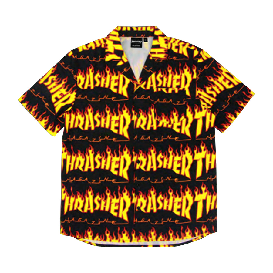 Thrasher: Flame Button Up Shirt (Black)