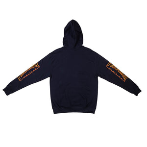 Thrasher : Flame Outline Pocket Hooded Sweatshirt (Navy)