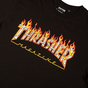 Thrasher : Skeleton Flame S/S T-Shirt (Black)