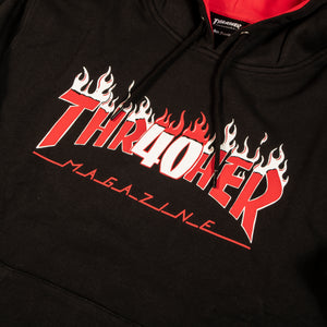 Thrasher : 40 Years Flame Hooded Sweatshirt (Black)